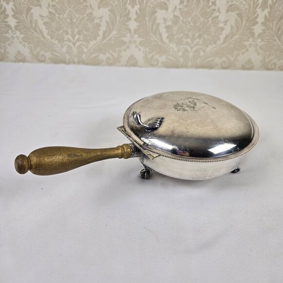 Vintage Sheffield EPC Silverplate Silent Butler Hinged Lid Footed Engraved Horse - Picture 4 of 15